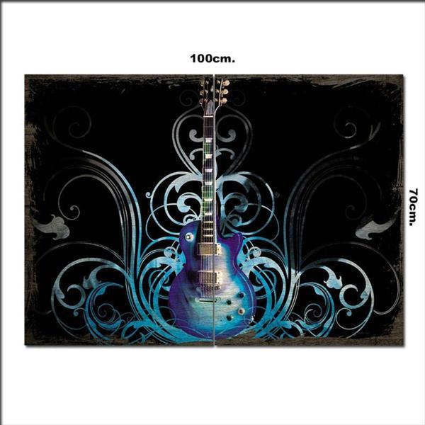 Bedeko Ahşap Tablo Mor Elektronik Gitar Baskılı 70*100Cm - Image 1