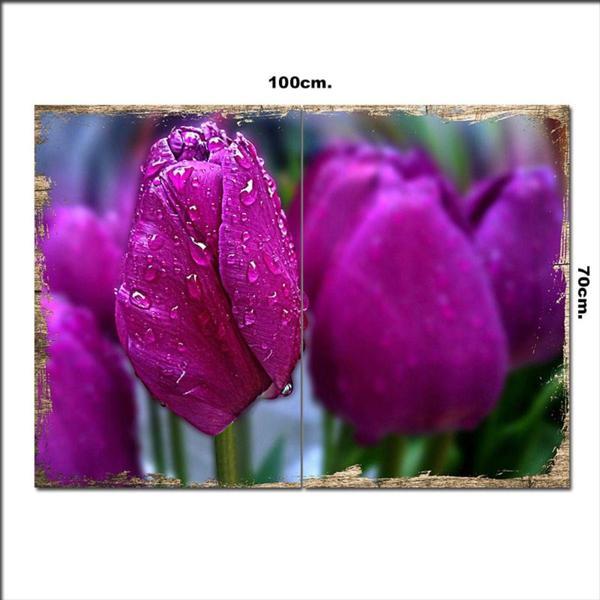 Bedeko Ahşap Tablo Mor Gül 70*100Cm - Image 1