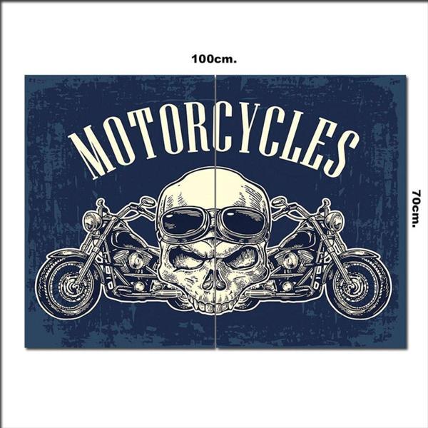 Bedeko Ahşap Tablo Motorcu Kurukafa 70*100Cm - Image 1