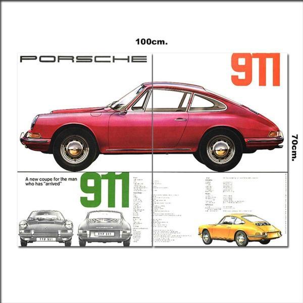 Bedeko Ahşap Tablo Porsche 911 Retro Afiş 70*100Cm - Image 1