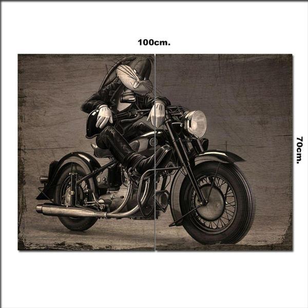 Bedeko Ahşap Tablo Motorsikletli Tavşan Tarz 70*100Cm - Image 1