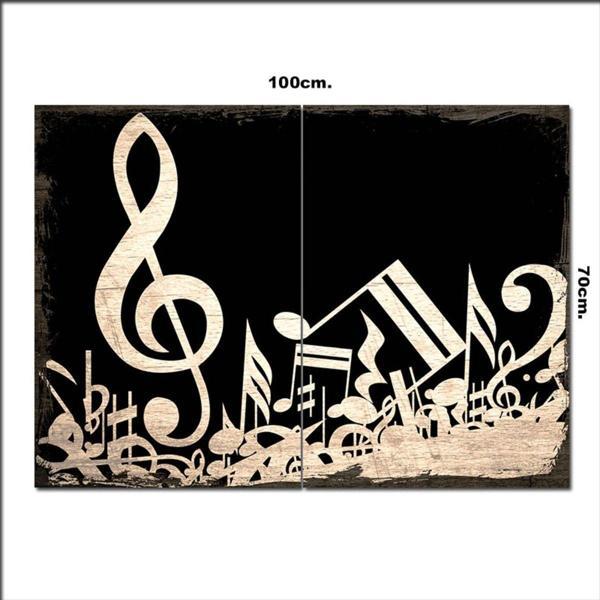 Bedeko Ahşap Tablo Müzik Notaları Desenli 70*100Cm - Image 1