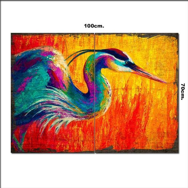 Bedeko Ahşap Tablo Renkli Kuş Tarz 70*100Cm - Image 1