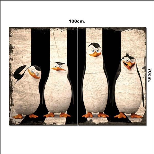 Bedeko Ahşap Tablo Madagaskar Penguenleri Şekilli 70*100Cm - Image 1