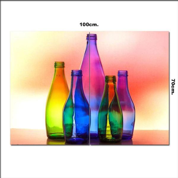Bedeko Ahşap Tablo Renkli Şişeler 70*100Cm - Image 1