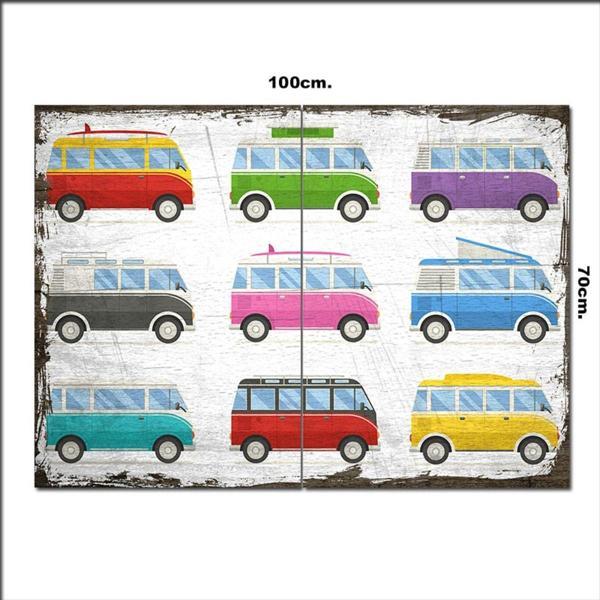 Bedeko Ahşap Tablo Renkli Volkswagenlar 70*100Cm - Image 1