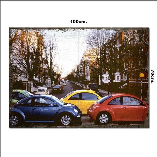 Bedeko Ahşap Tablo Renkli Volkswagenlar 70*100Cm - Image 1