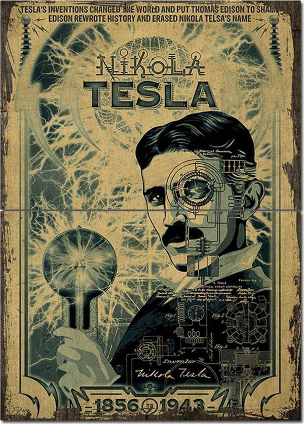 Bedeko Ahşap Tablo Nikola Tesla Tasarım Mdf Tablo - Image 1