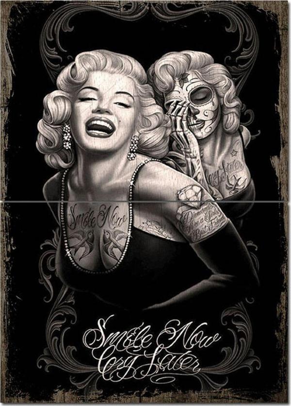 Bedeko Ahşap Tablo Manriy Monroe Maske Mdf Poster - Image 1