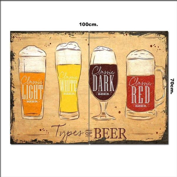 Bedeko Ahşap Tablo Retro Bira Türleri 70*100Cm - Image 1
