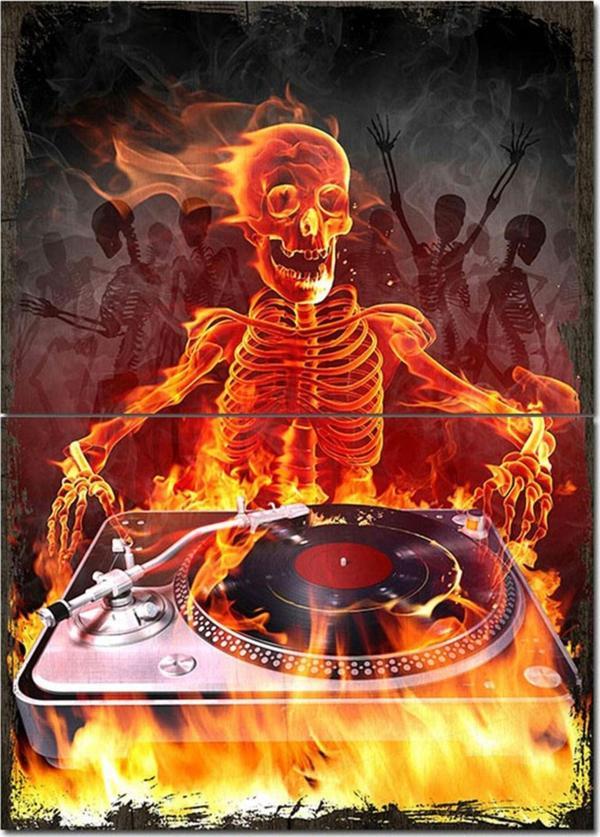 Bedeko Ahşap Tablo Retro Dj İskelet Modern Mdf Tablo - Image 1