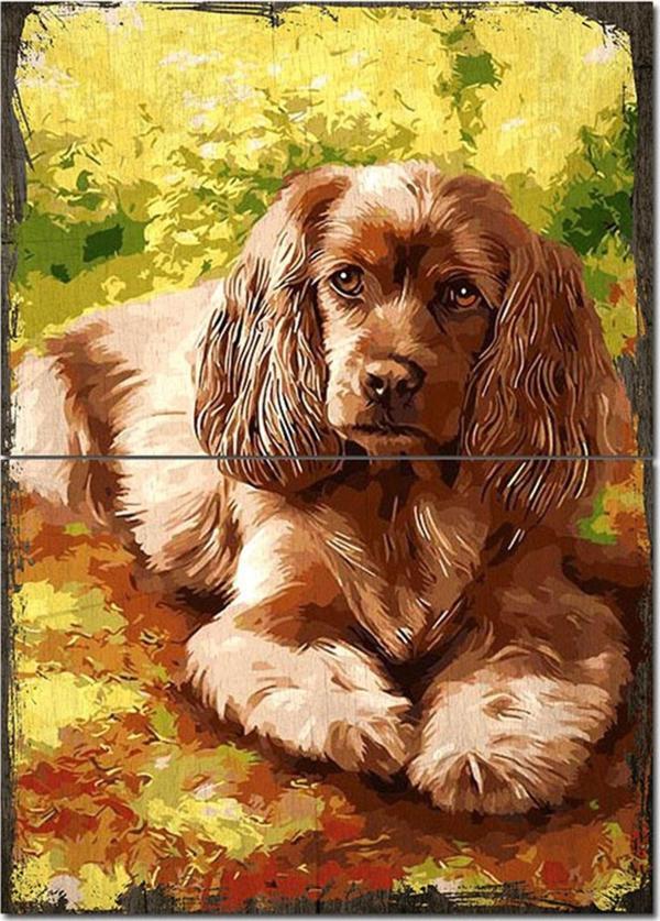 Bedeko Ahşap Tablo Retro Köpek Modern Mdf Tablo - Image 1