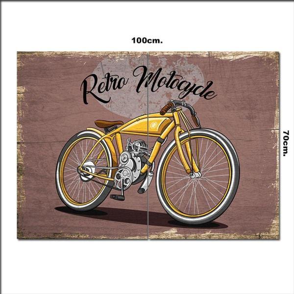 Bedeko Ahşap Tablo Retro Motocycle 70*100Cm - Image 1