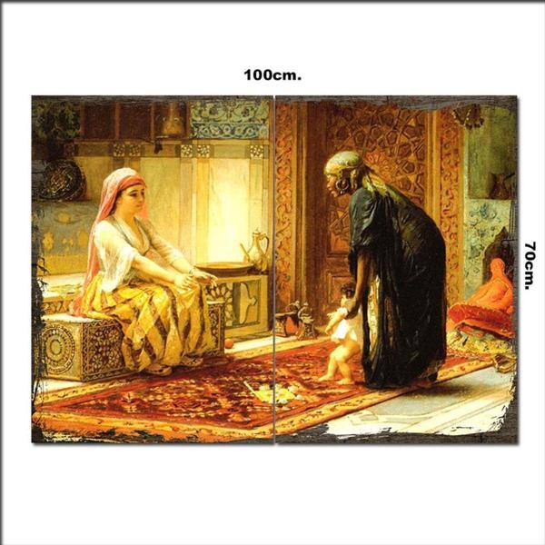 Bedeko Ahşap Tablo Osmanlı Harem Ve Çocuk 70*100Cm - Image 1