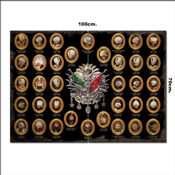 Bedeko Ahşap Tablo Osmanlı Padişahları Baskılı 70*100Cm - Image 1