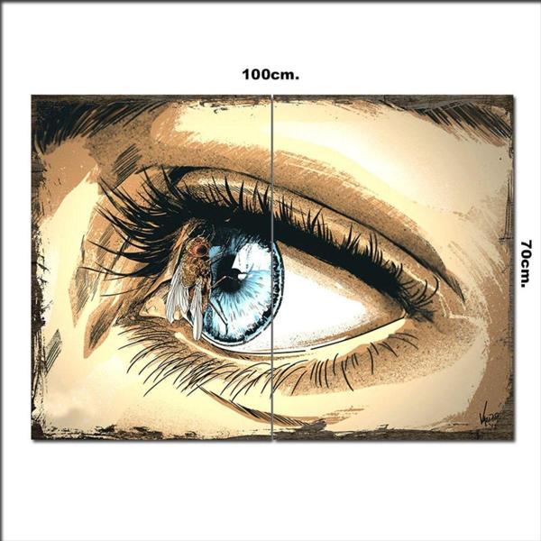 Bedeko Ahşap Tablo Mavi Göz Ve Sinek 70*100Cm - Image 1