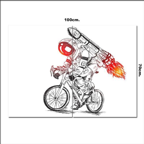 Bedeko Ahşap Tablo Roket Bağlamış Astronot 70*100Cm - Image 1
