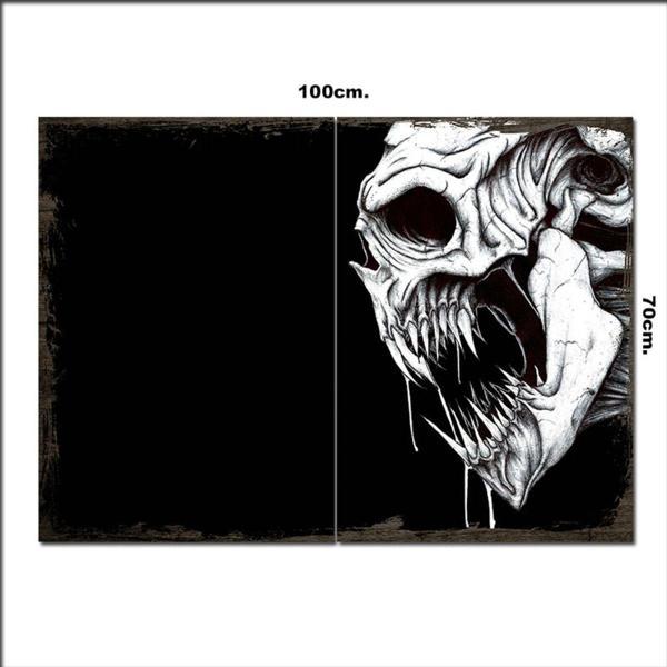 Bedeko Ahşap Tablo Ölümün Kafa Tası Baskılı 70*100Cm - Image 1