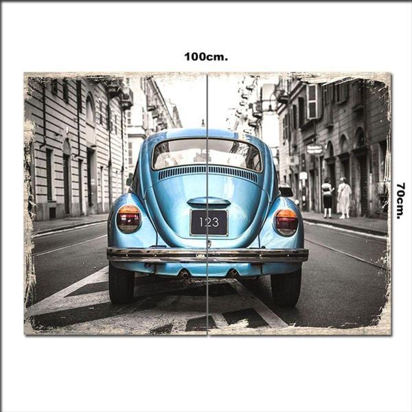 Bedeko Ahşap Tablo Mavi Volkswagen 70*100Cm - Image 1