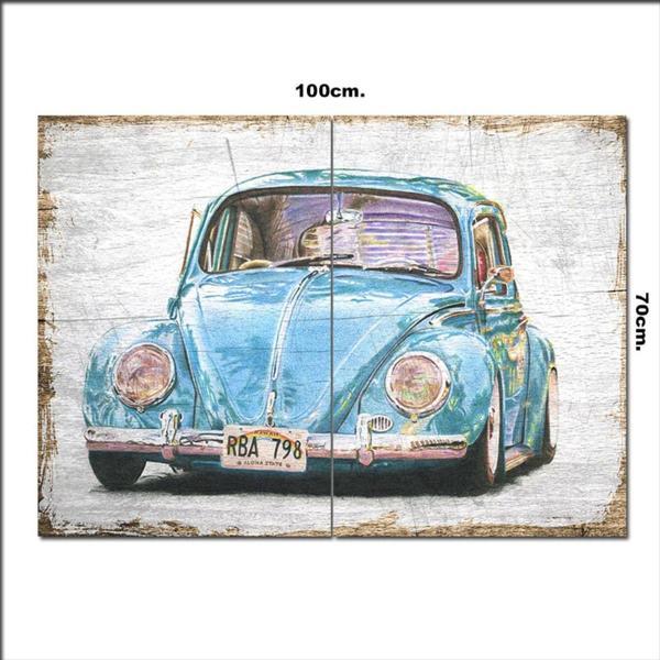 Bedeko Ahşap Tablo Mavi Volkswagen 70*100Cm - Image 1
