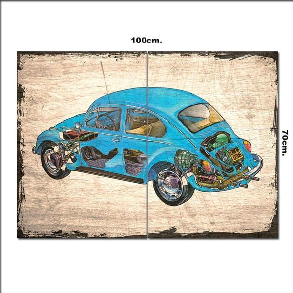 Bedeko Ahşap Tablo Mavi Volkswagen Şekilli 70*100Cm - Image 1
