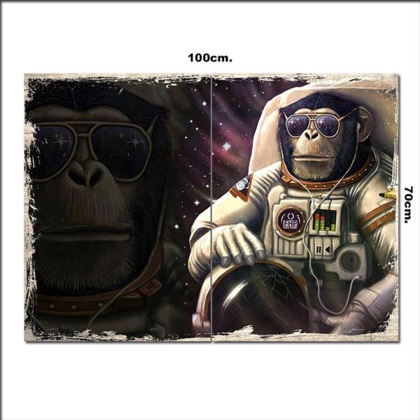 Bedeko Ahşap Tablo Maymun Astronot 70*100Cm - Image 1
