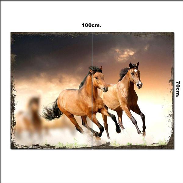Bedeko Ahşap Tablo Özgür Atlar 70*100Cm - Image 1