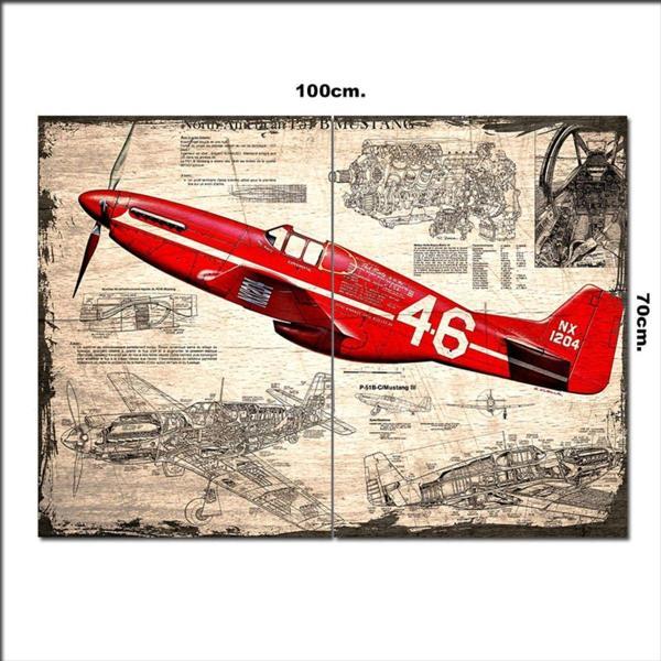 Bedeko Ahşap Tablo P51 B Mustang Baskılı 70*100Cm - Image 1