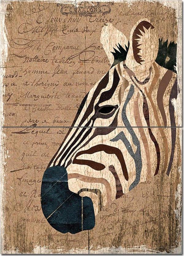 Bedeko Ahşap Tablo Mektup Zeminde Zebra Dekoratif Ahşap Tablo - Image 1