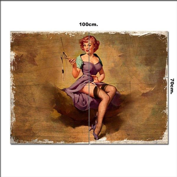 Bedeko Ahşap Tablo Sapanlı Gil Elvgren Şekilli 70*100Cm - Image 1