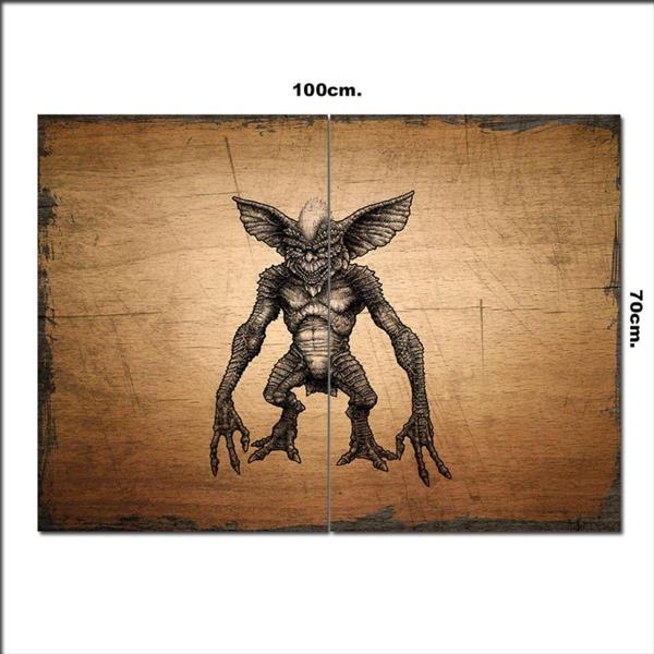 Bedeko Ahşap Tablo Sarı Zeminde Gremlins Tarz 70*100Cm - Image 1