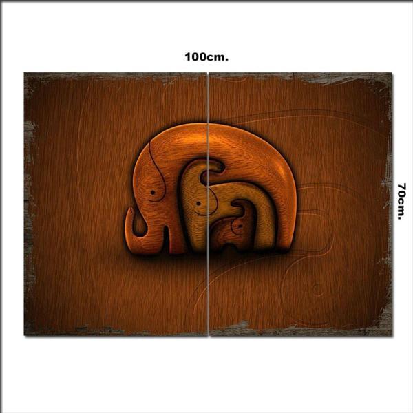 Bedeko Ahşap Tablo Sevimli Filler 70*100Cm - Image 1