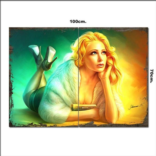 Bedeko Ahşap Tablo Sevimli Kadın 70*100Cm - Image 1