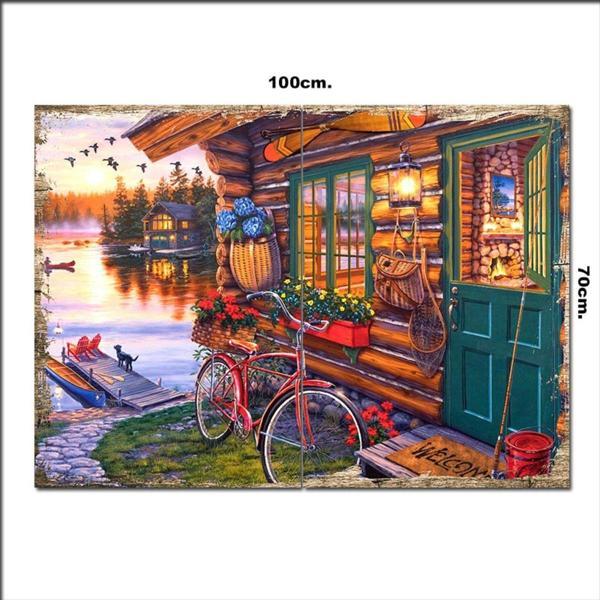 Bedeko Ahşap Tablo Sevimli Göl Evi 70*100Cm - Image 1