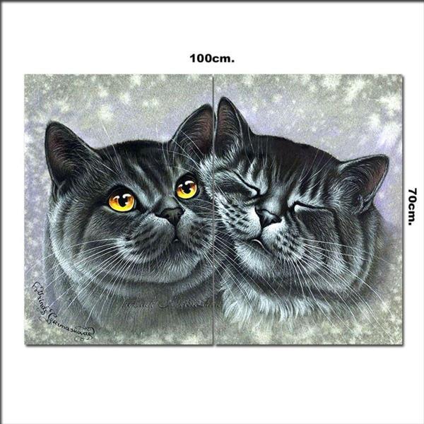 Bedeko Ahşap Tablo Sevimli Kediler Eskitme 70*100Cm - Image 1