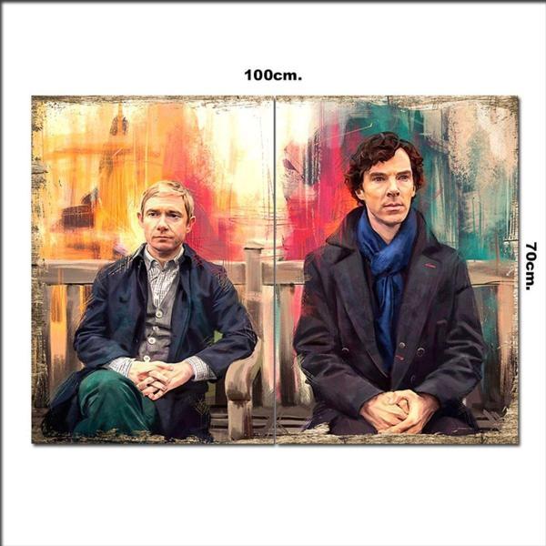 Bedeko Ahşap Tablo Sherlock Holmes Ve Dr. Watson 70*100Cm - Image 1