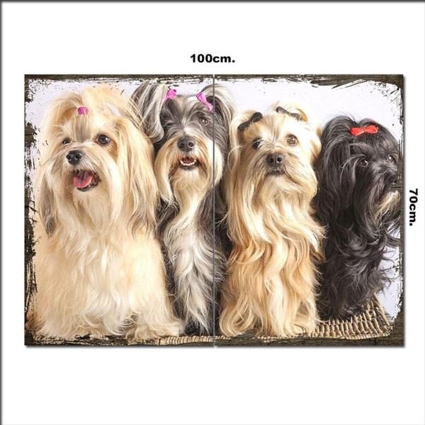 Bedeko Ahşap Tablo Tokalı Sevimli Köpekler 70*100Cm - Image 1