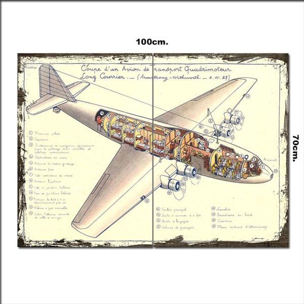 Bedeko Ahşap Tablo Yolcu Uçak Planı 70*100Cm - Image 1