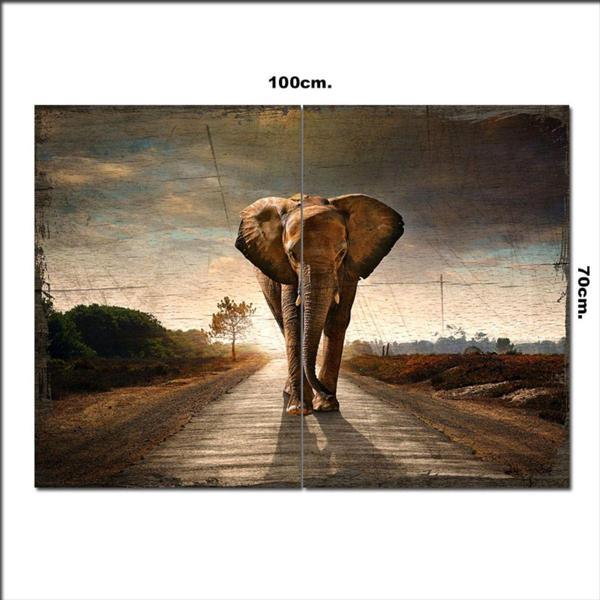 Bedeko Ahşap Tablo Yoldaki Fil Şekilli 70*100Cm - Image 1