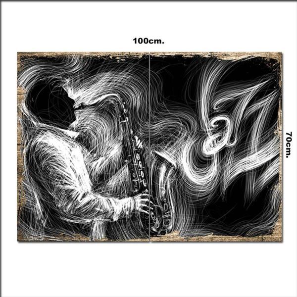 Bedeko Ahşap Tablo Siyah Beyaz Jazz 70*100Cm - Image 1