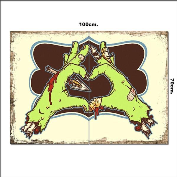 Bedeko Ahşap Tablo Zombie Ve Kalp 70*100Cm - Image 1