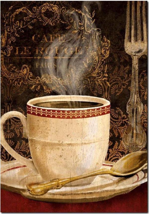 Cakatablo Ahşap Tablo Cafe Le Rouge Sıca Kahve Görseli (25X35 Cm Boyut) - Image 1