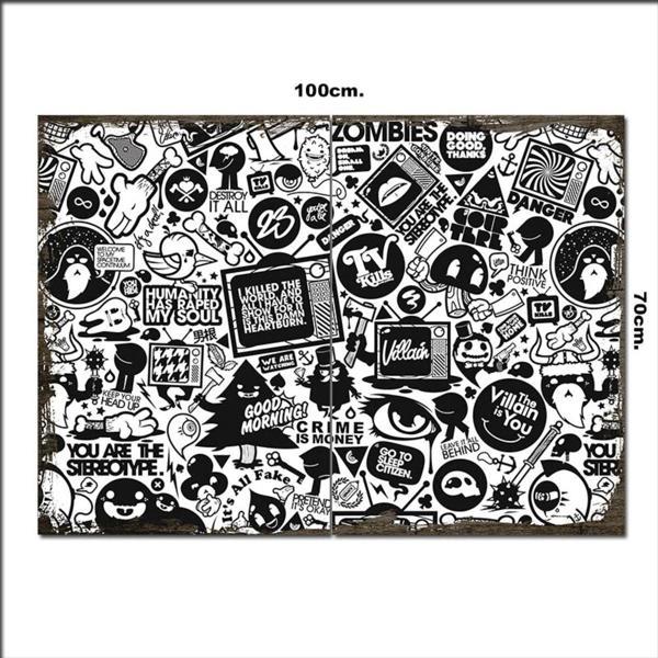Bedeko Ahşap Tablo Ufak Karikatürler 70*100Cm - Image 1