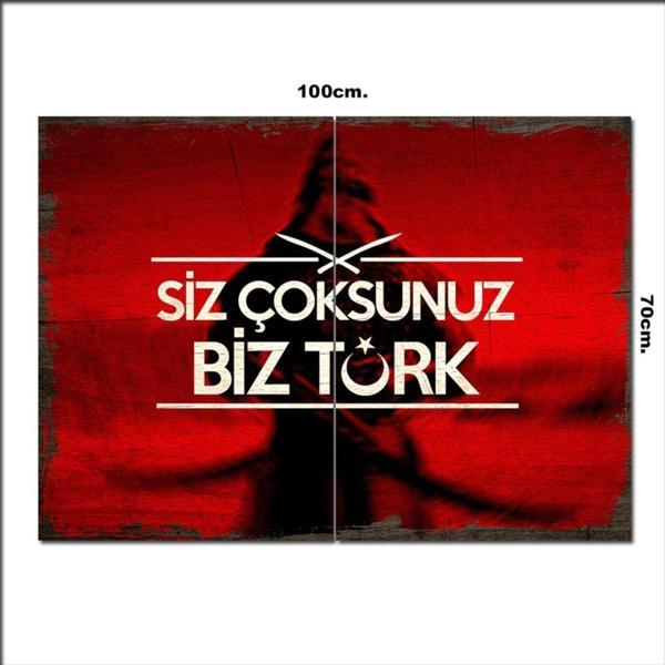 Bedeko Ahşap Tablo Siz Çok Biz Türk Baskılı 70*100Cm - Image 1