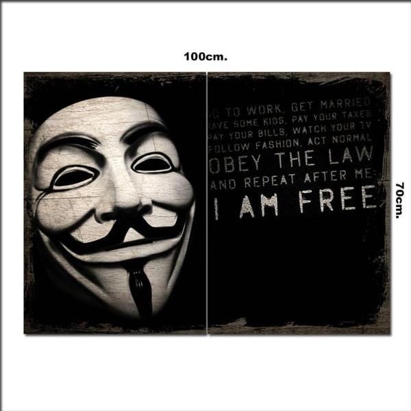 Bedeko Ahşap Tablo V For Vendetta I Am Free 70*100Cm - Image 1