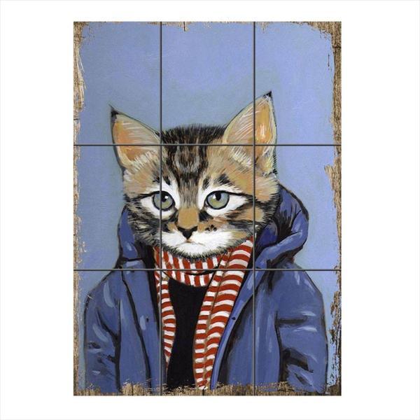 Bedeko Palto Ve Atkılı Kedi 9 Parça Puzzle Tablo - Image 1