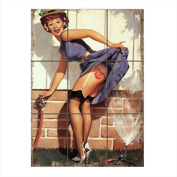 Bedeko Bahçe Sulayan Kadın Mdf 9 Parça Puzzle Tablo - Image 1