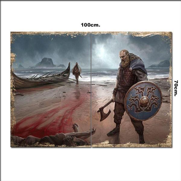 Bedeko Ahşap Tablo Vikings Vikingler 70*100Cm - Image 1