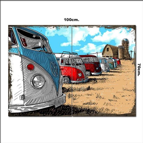 Bedeko Ahşap Tablo Volkswagen Minübüsler 70*100Cm - Image 1