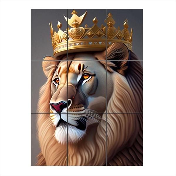 Bedeko Kral Aslan Tasarımlı 9 Parça Puzzle Tablo - Image 1